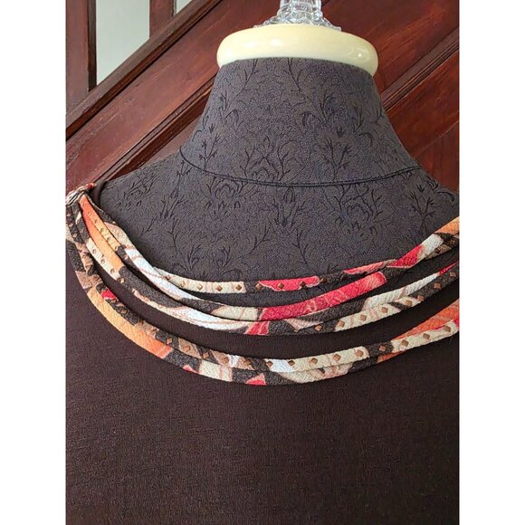 Alfred Dunner Womens Brown Short Sleeve Top Multi-Color Neckline Trim Size L - Picture 3 of 8